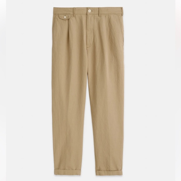 Alex Mill - Standard Pleated Pant in Cotton Linen (Khaki, 32) - Picture 4 of 6